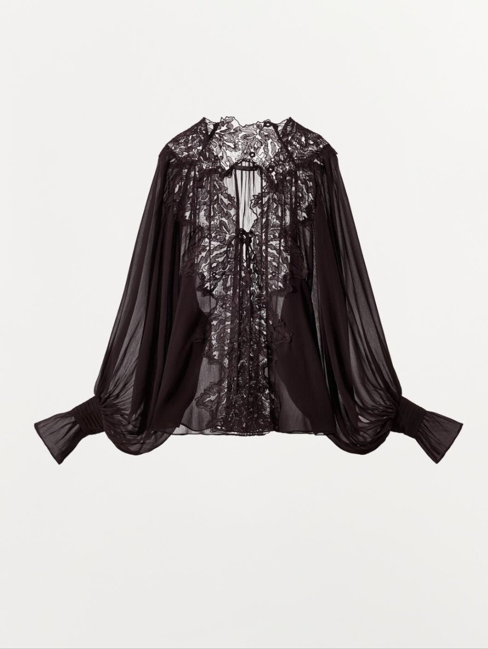 ZARA ZW COLLECTION LACE TIE-FRONT SHIRT